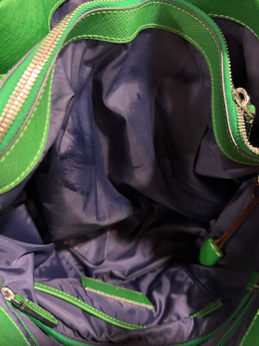 Tumi Green Handbag with Silver tone hardware and leather trim. - Picture 8 of 10